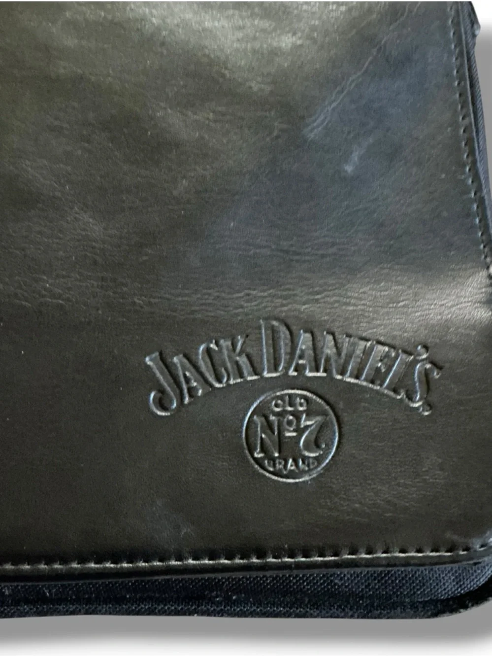 Jack Daniels Black Leather Messenger Satchel